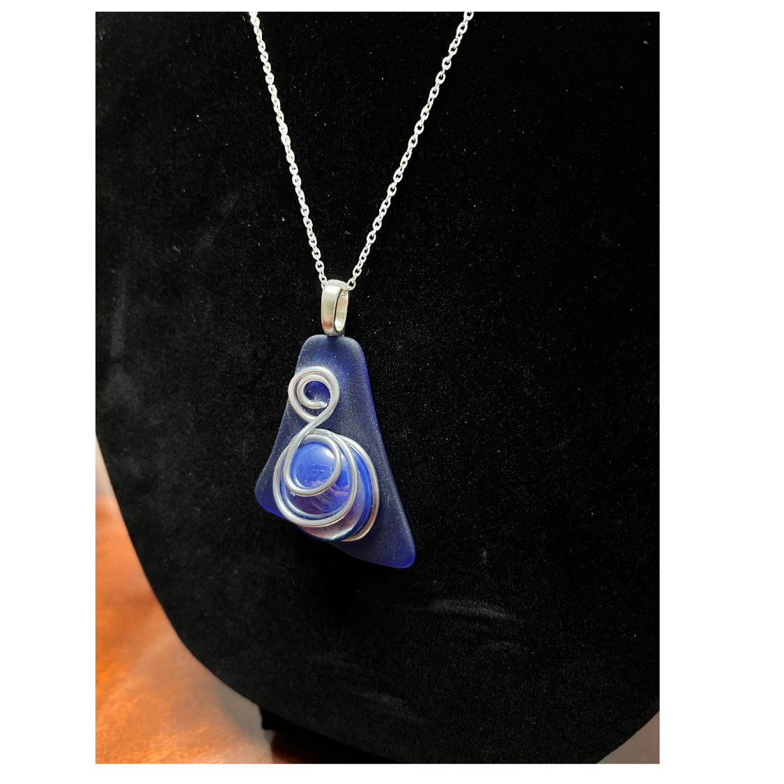 Blue Sea Glass Necklace