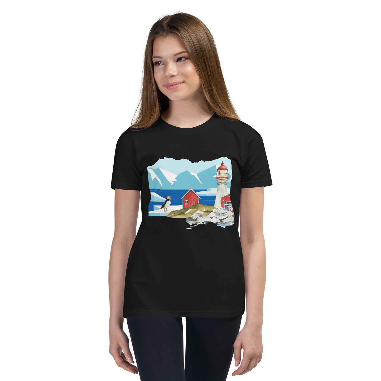 Puffin At The Lighthouse Youth T-Shirt